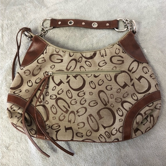 Guess Veneto 2 Tone Brown Logo Handbag - Picture 2 of 12